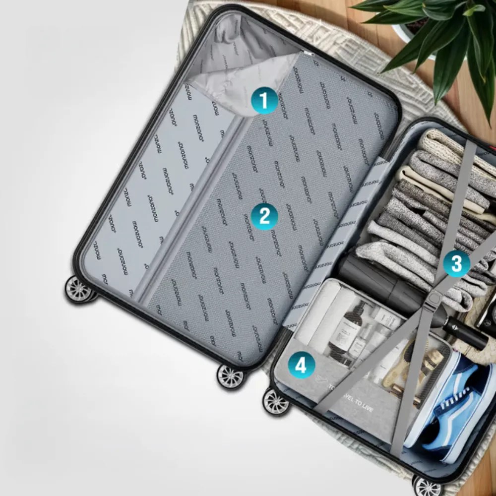 AERO keményfedeles bőröndszett, 4 részes, ABS, fekete Monzana