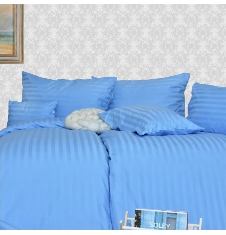 EMI kék damaszt ágyneműhuzat, A standard egyszemélyes ágy szett tartalma: 1x 140x200 + 1x 70x90