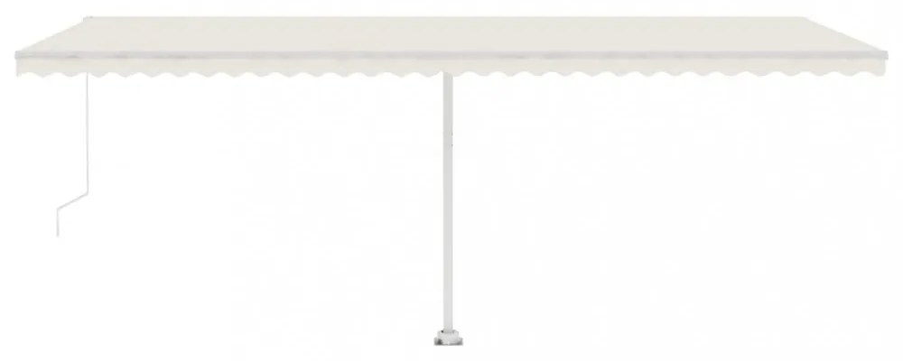 krémszínű kézzel kihúzható LED-es napellenző 600 x 300 cm