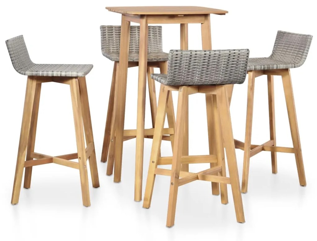 vidaXL 5 darabos tömör akácfa kültéri étkezőszett