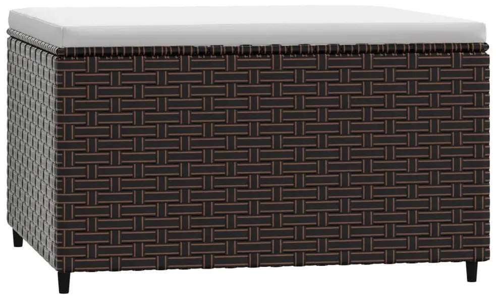 Barna polyrattan kerti lábtartó párnával
