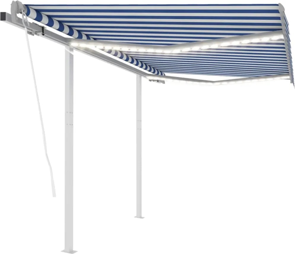 vidaXL kék/fehér automata szélérzékelős és LED-es napellenző 3x2,5 m