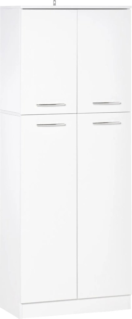 HOMCOM Magas, 2 Ajtós Segéd Tárolószekrény 5 Polccal és Állítható Polcokkal, Modern, Nappali, Hálószoba, Konyha, 59x31x155 cm, Fehér | Aosom