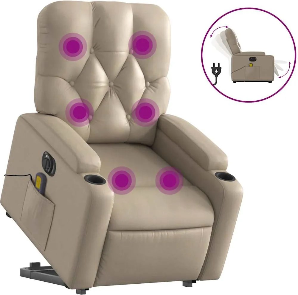 vidaXL elektromos cappuccino műbőr felállást segítő masszázsfotel