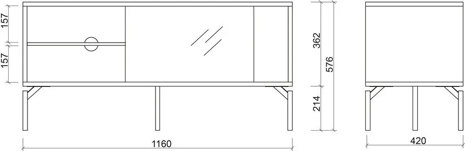 Fekete TV-állvány 116x55x42 cm Met Mini – noo.ma