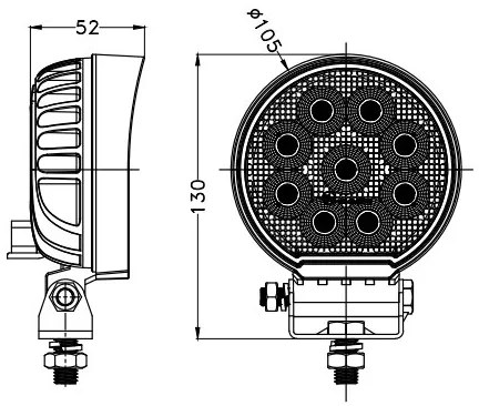 LED Autós spotlámpa BLACK LED/36W/10-30V IP69 5700K kerek