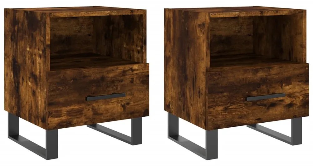 2 db füstös tölgy színű szerelt fa éjjeliszekrény 40x35x47,5 cm