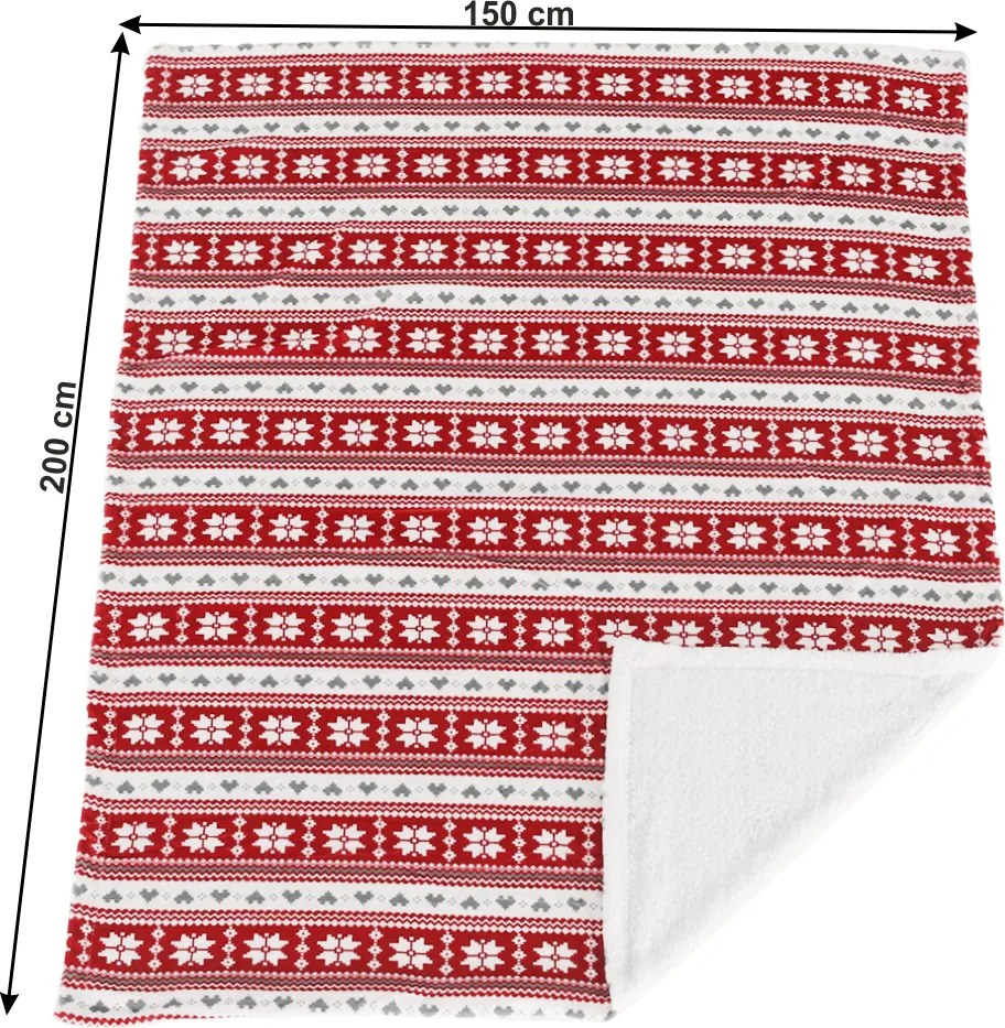 Kétoldalas bárány takaró, téli minta, 150x200, SAMANTE