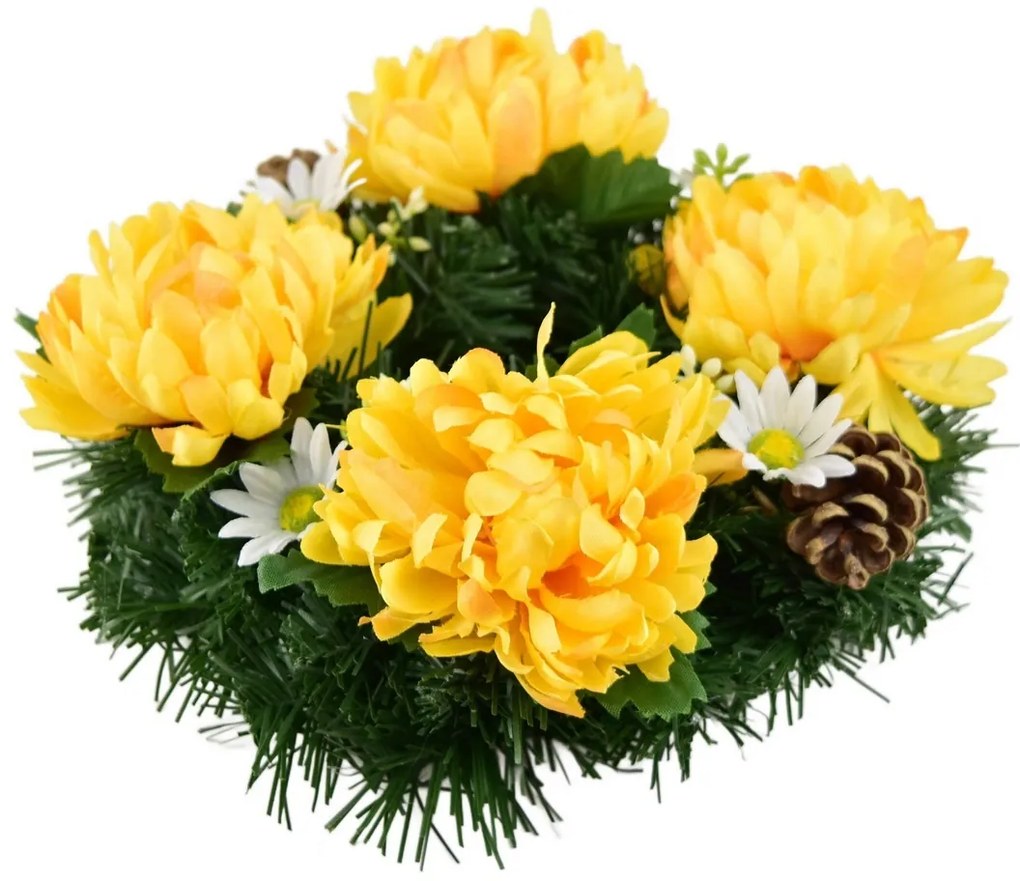 All Souls' Day wreath Yellow chrysanthemums, 20 cm