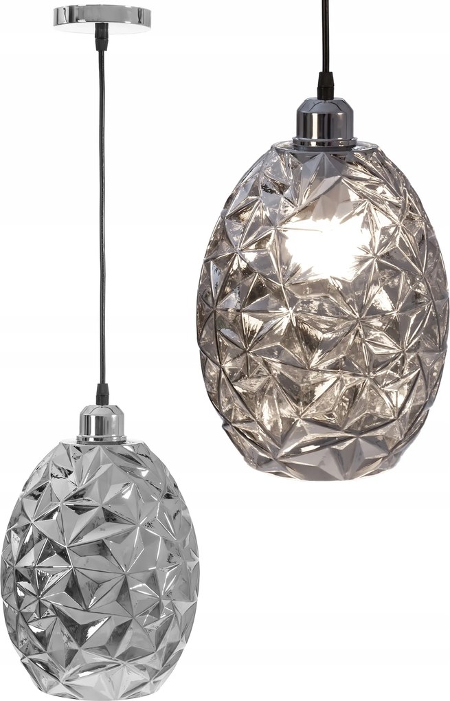 Mennyezeti Lámpa Függeszték Üveg Króm Glamour