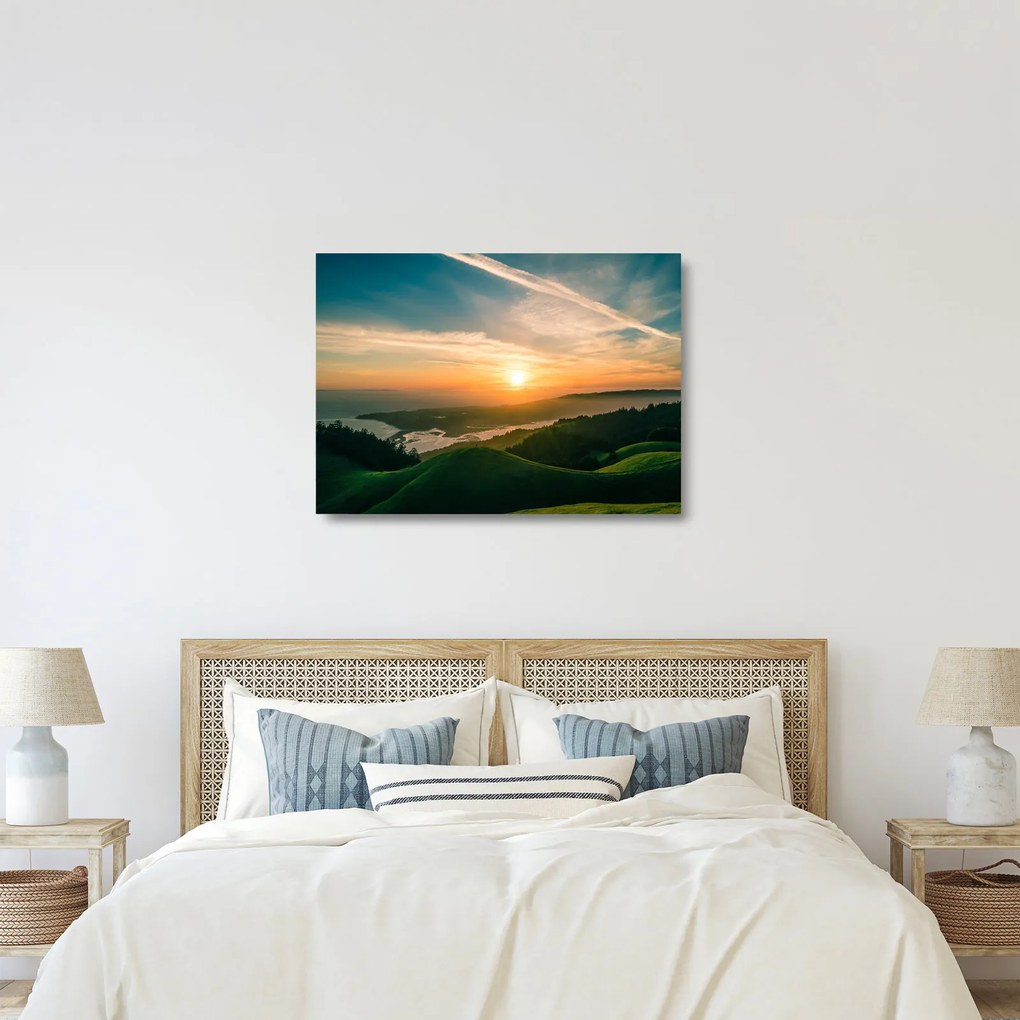 Üvegkép - Napkelte a tenger felett (70x50 cm)