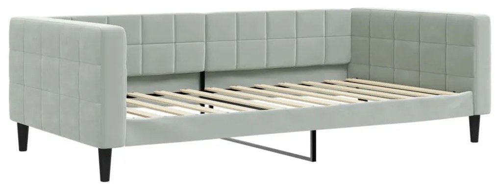 világosszürke bársony kanapéágy matraccal 100 x 200 cm