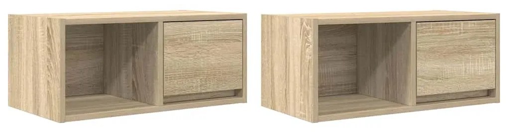 2 db sonoma tölgy színű szerelt fa TV-szekrény 60x31x25,5 cm