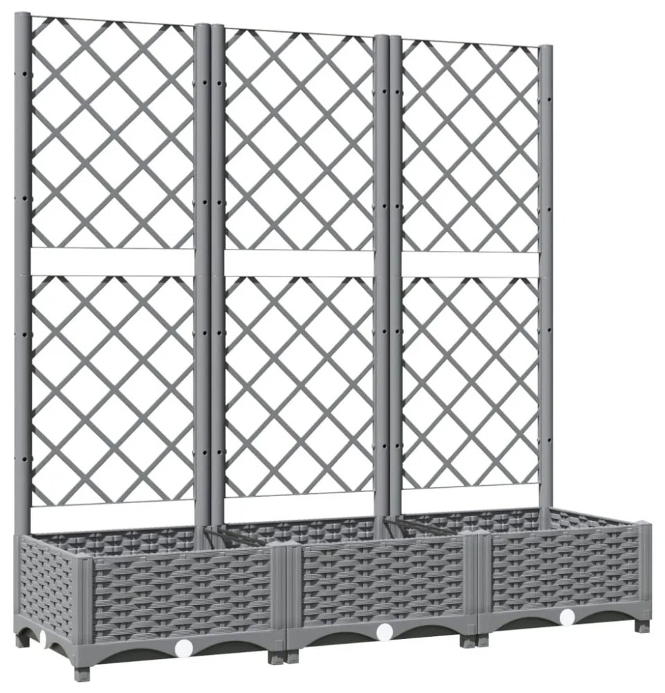világosszürke PP rácsos kerti ültetőláda 120 x 40 x 121,5 cm