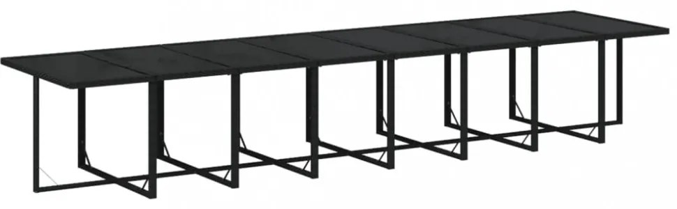 21 részes fekete polyrattan kerti étkezőgarnitúra párnákkal