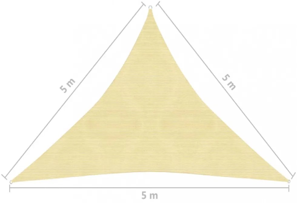 HDPE háromszögű napvitorla 5x5x5 m bézs