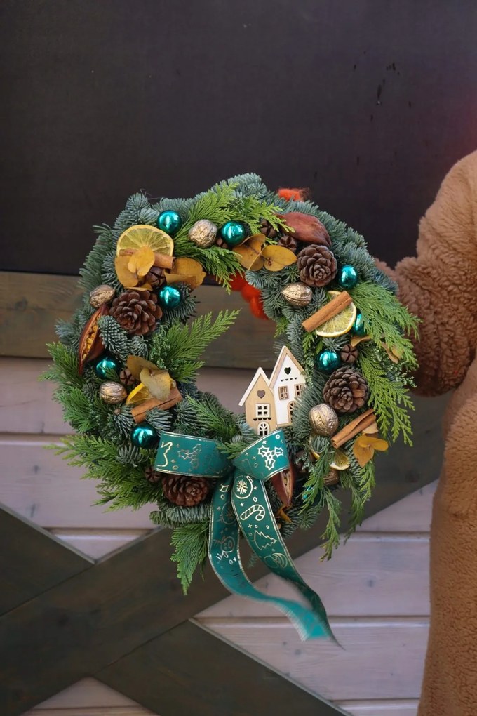 Karácsonyi Koszorú Nemes Jelenfából, 40 cm-es koszorú, Karácsony