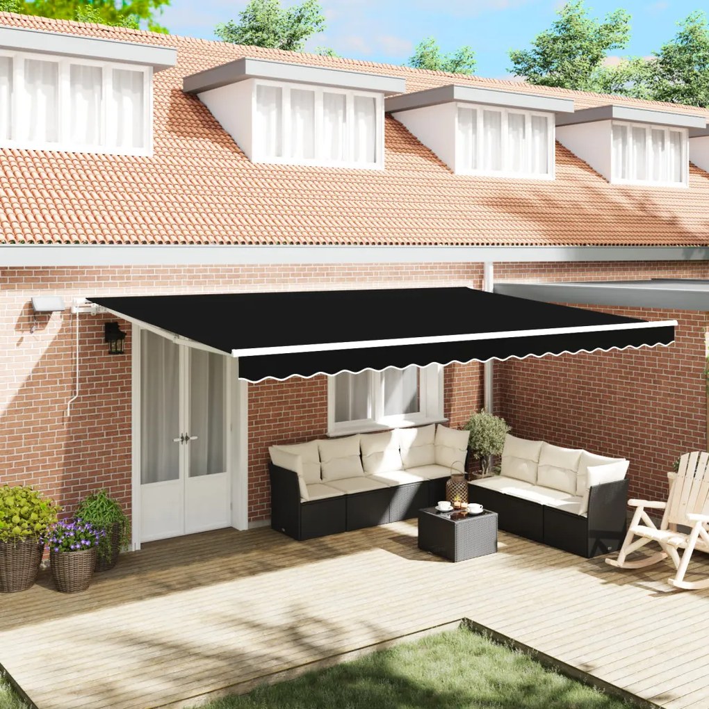 Kézi behúzható napellenző LED-del Fekete 500x300 cm