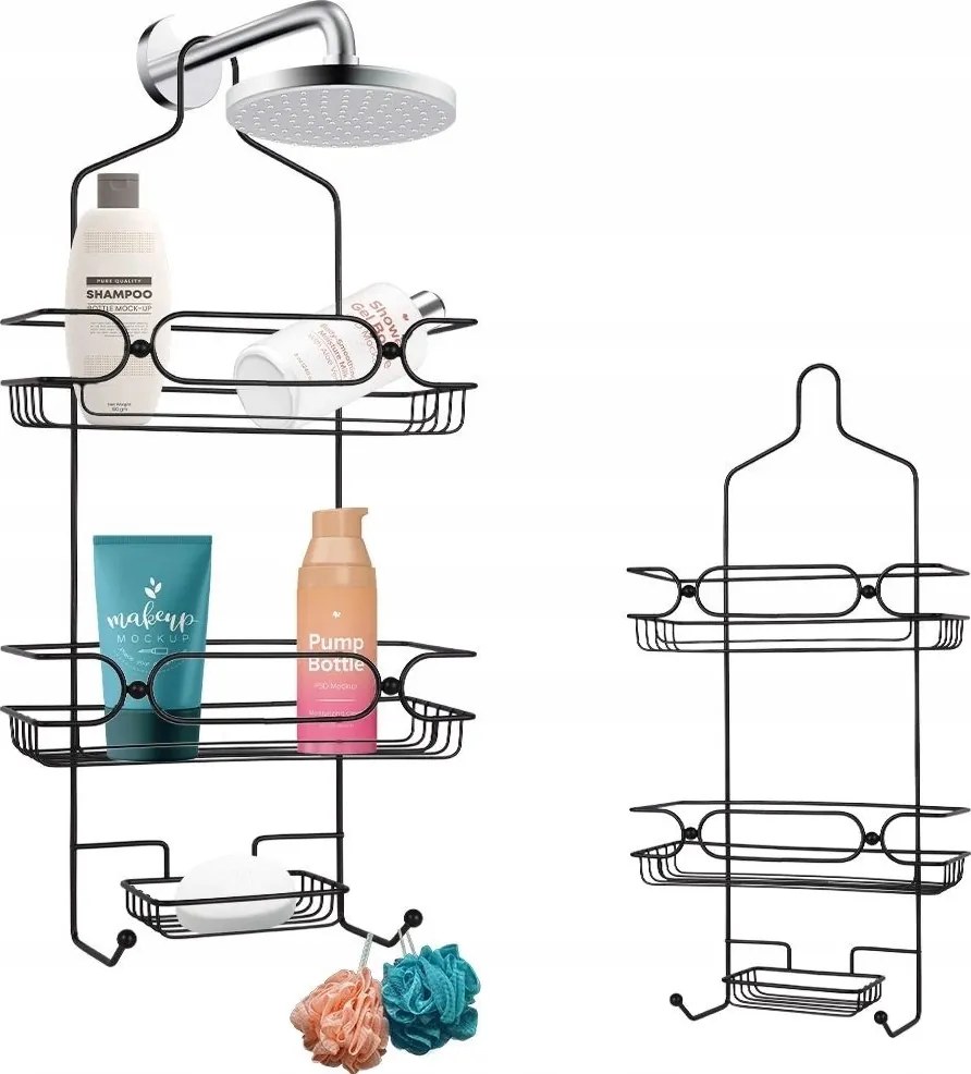 Függesztett Zuhanypolc, Fekete Fürdőszobai