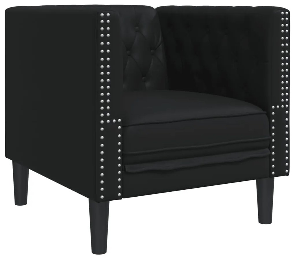 fekete műbőr Chesterfield kanapé