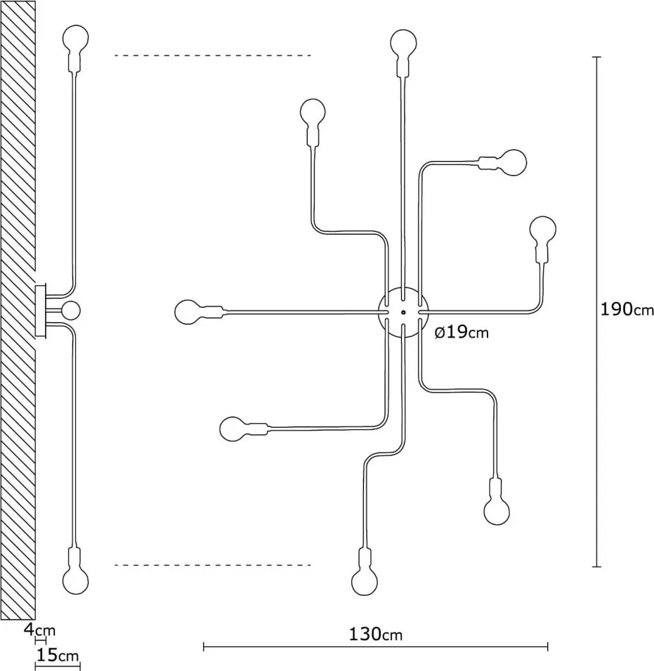 Truva N-697 fekete vas függőlámpa, Ø190 cm, 8 izzós