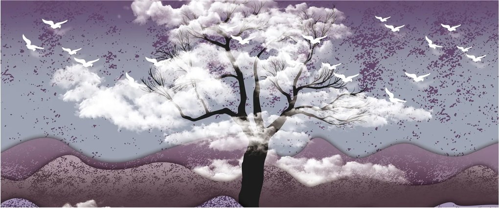 Kép - Fa a felhőkben (120x50 cm)