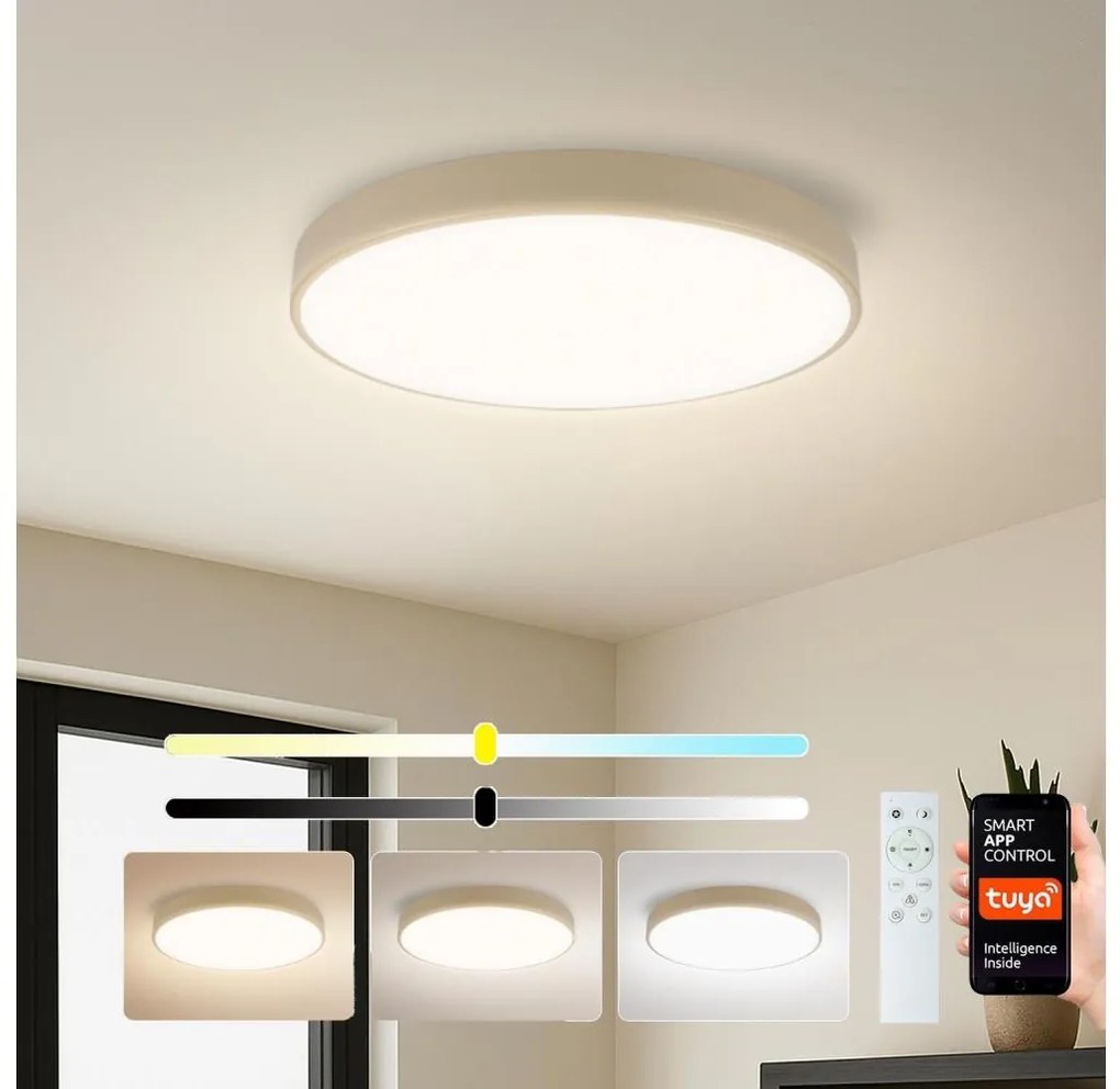 Brilagi - Dimmelhető LED lámpatest POOL SMART LED/60W/230V, átmérő 50 cm, Wi‑Fi (Tuya), bézs + távirányító