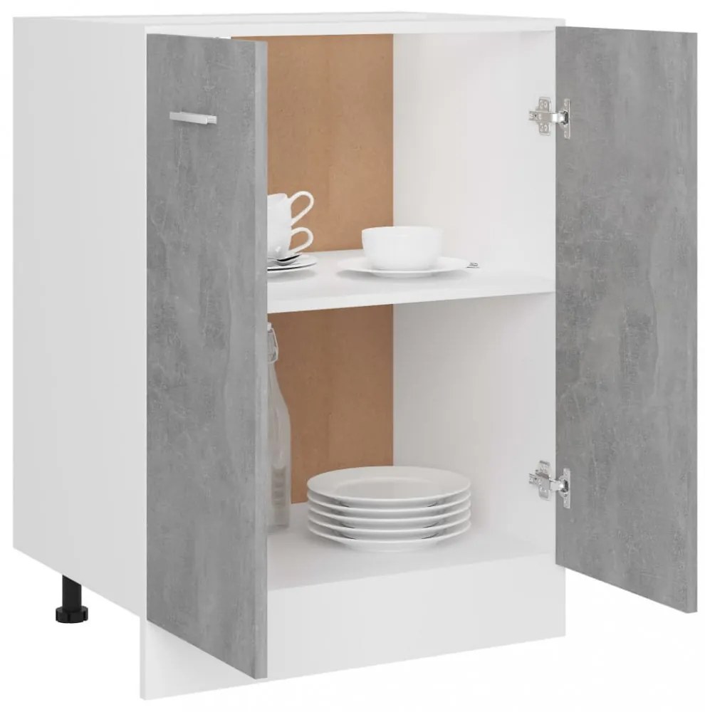 “Lyon” betonszürke szerelt fa alsószekrény 60 x 46 x 81,5 cm