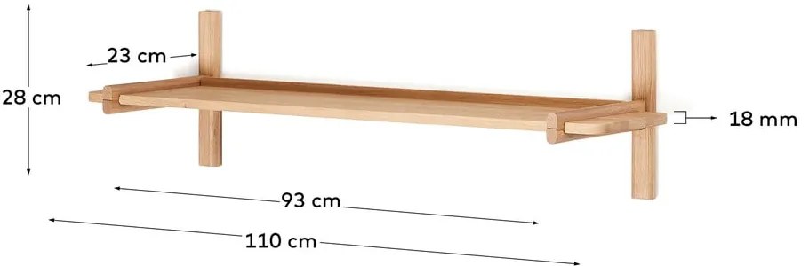 Natúr színű tölgyfa moduláris polcrendszer 110x28 cm Sitra – Kave Home