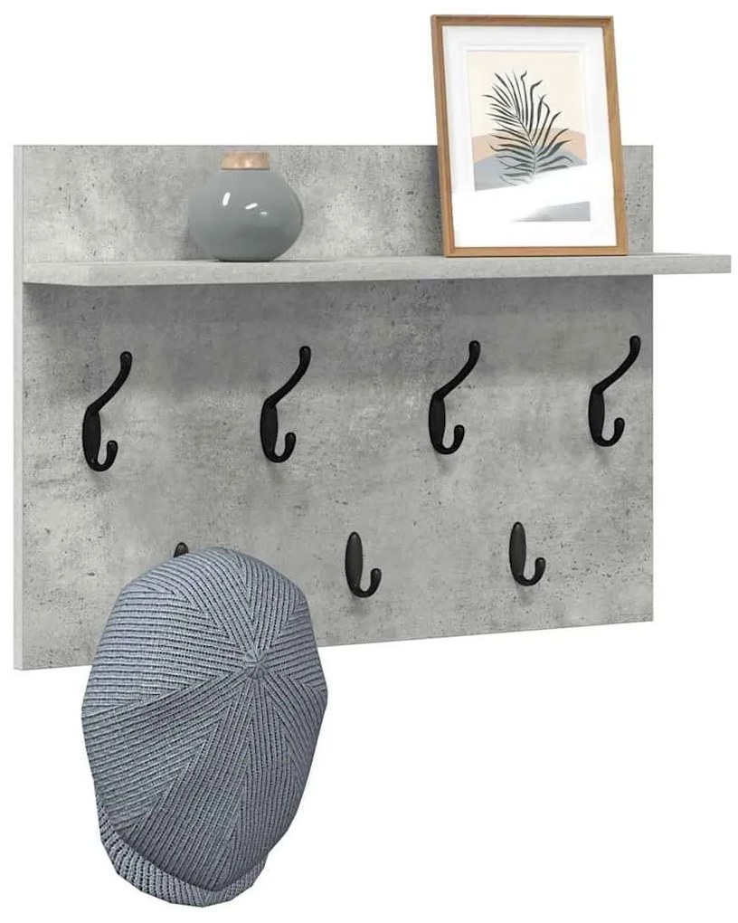 Fali Kabáthorog polcokkal Beton szürke 60 x 40 x 12 cm Faanyag