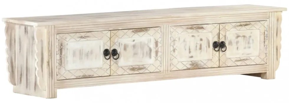 fehér tömör mangófa TV-szekrény 140 x 30 x 35 cm