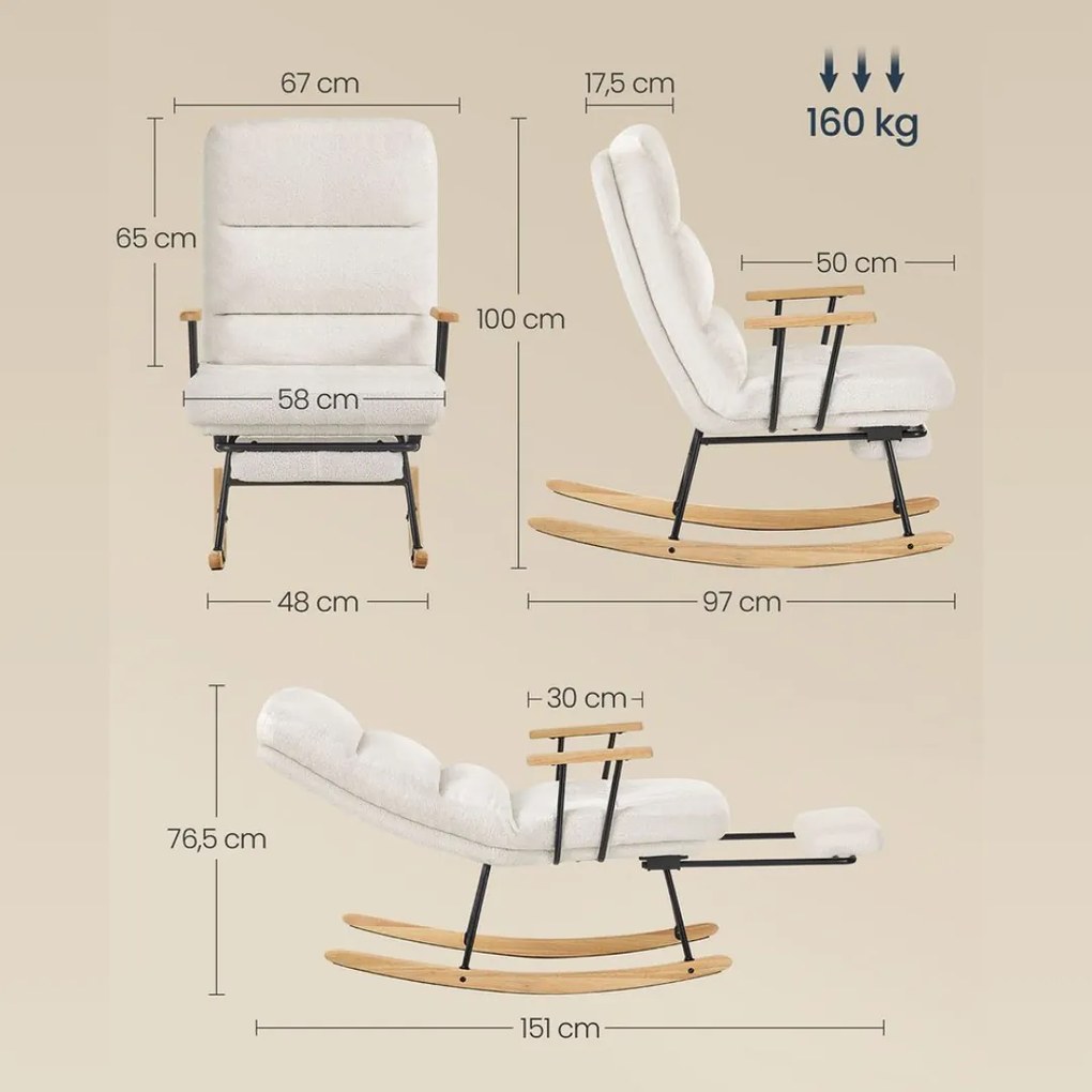 ROCKY hintaszék, 97x67x100cm, krémszínű SongmicsHome