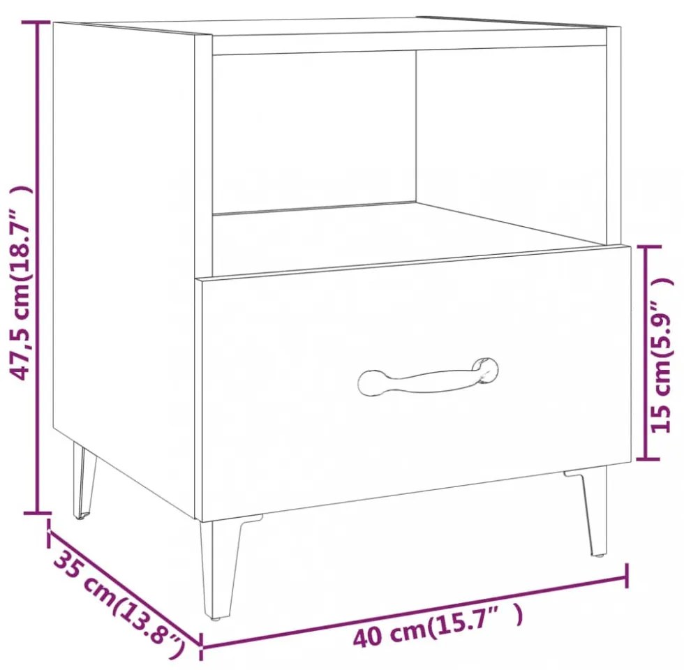 vidaXL 2 db magasfényű fehér szerelt fa éjjeliszekrény