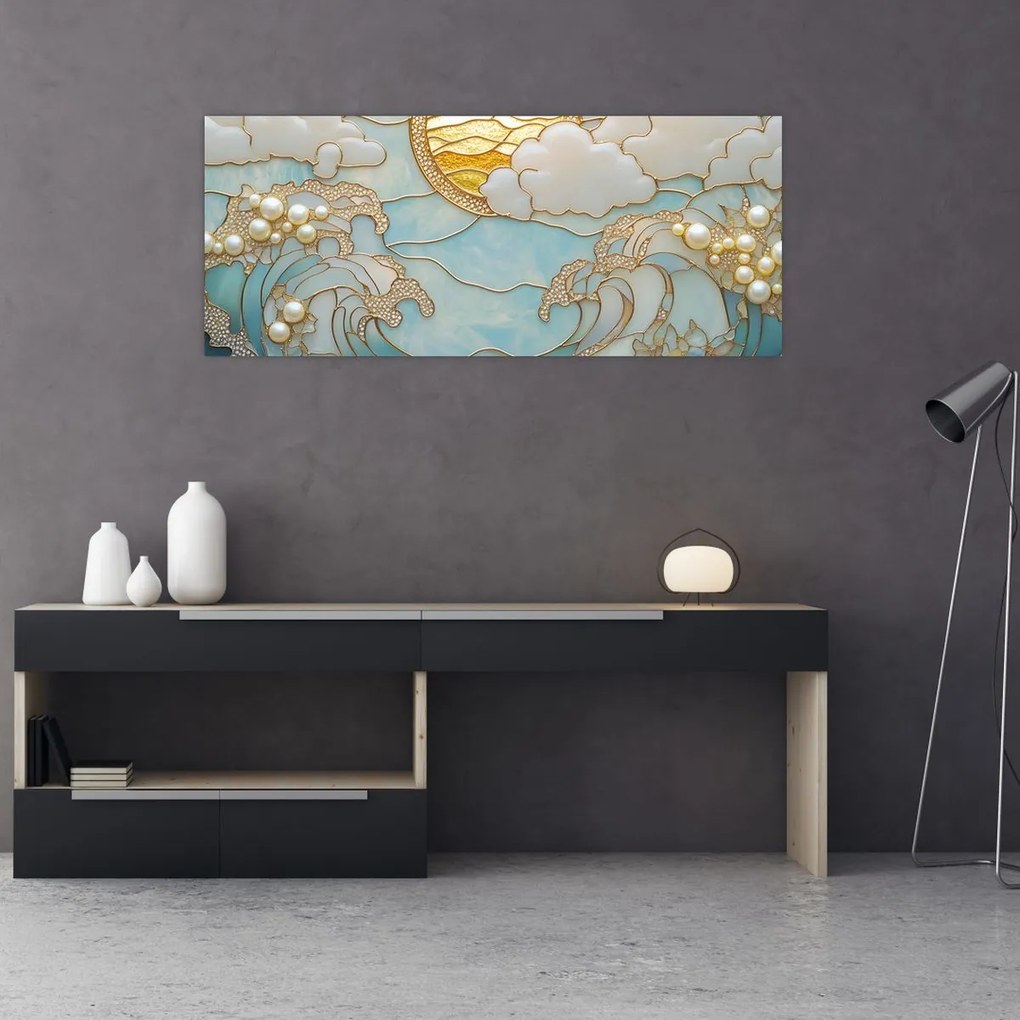 Kép - 3D gyöngyök az óceánban (120x50 cm)