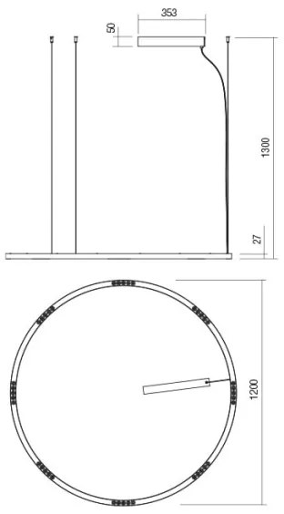 Redo 01-2209 - LED Csillár zsinóron UNION LED/68W/230V 3000K átm. 120 cm arany