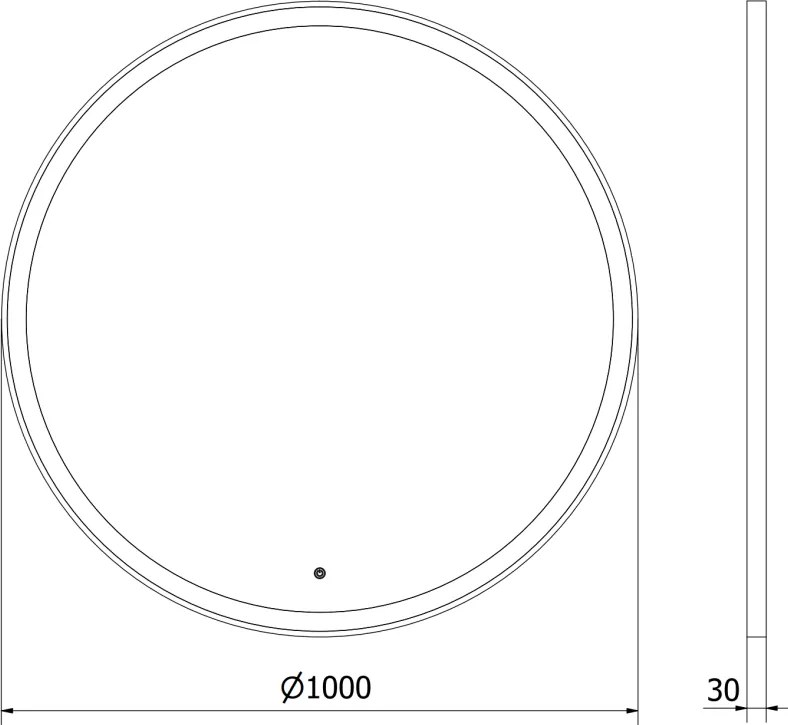 Mexen Esso kerek LED háttérvilágítású fürdőszobai tükör 100cm 6000K páramentes fűtőbetét fekete keret 9825-100-100-611-70