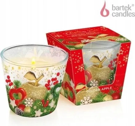 Karácsonyi gyertya üvegben Karácsony Este aranyalma 115g