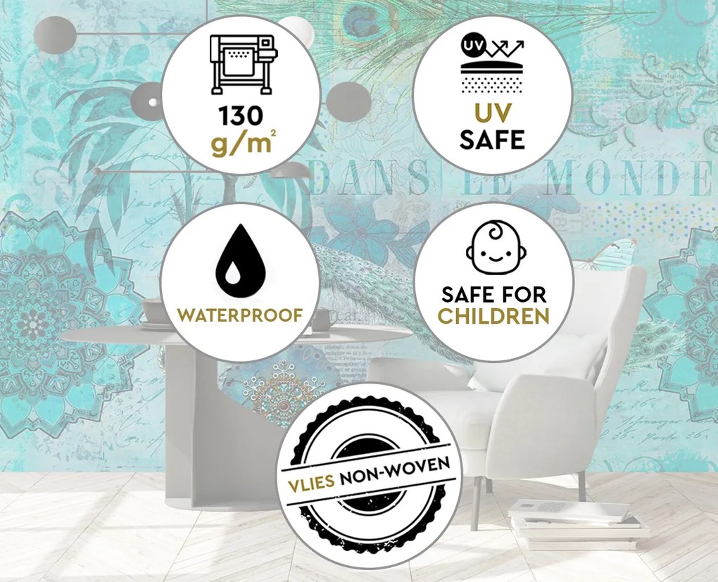 Gario Fotótapéta Türkiz régi képeslap - Andrea Haase Anyag: Vlies, Méret: 150 x 105 cm