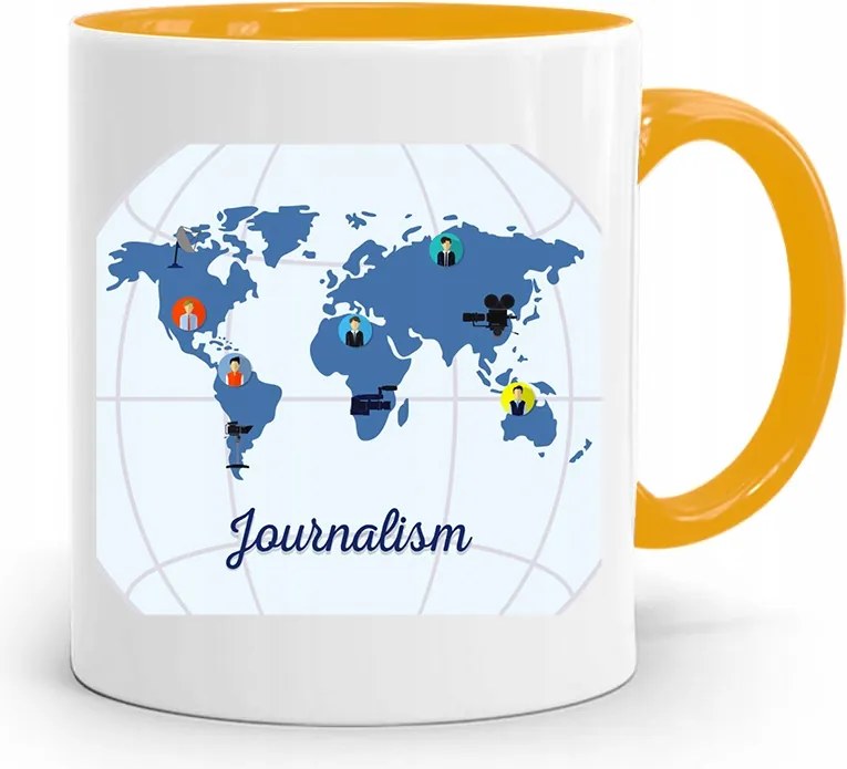 Sárga Bögre Ajándék Riporter Újságírónak fényképes nyomtatással