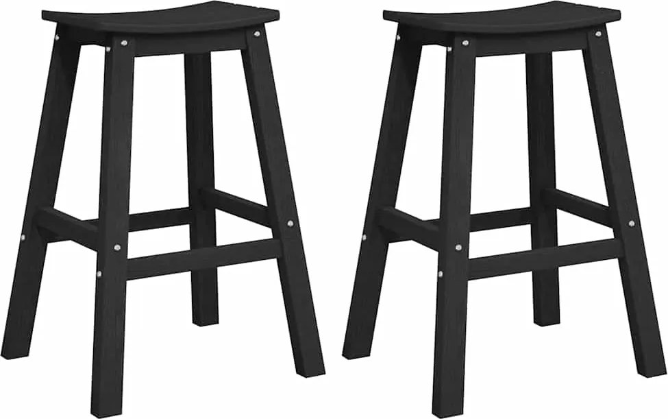 vidaXL Bárszék 2 pcs Fekete 52 x 43 x 73,5 cm HDPE