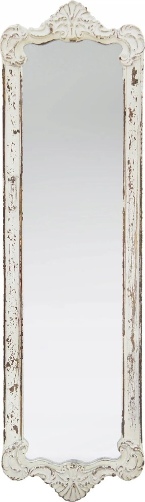 Rusztikus keskeny fali tükör vintage öregített retro díszekkel