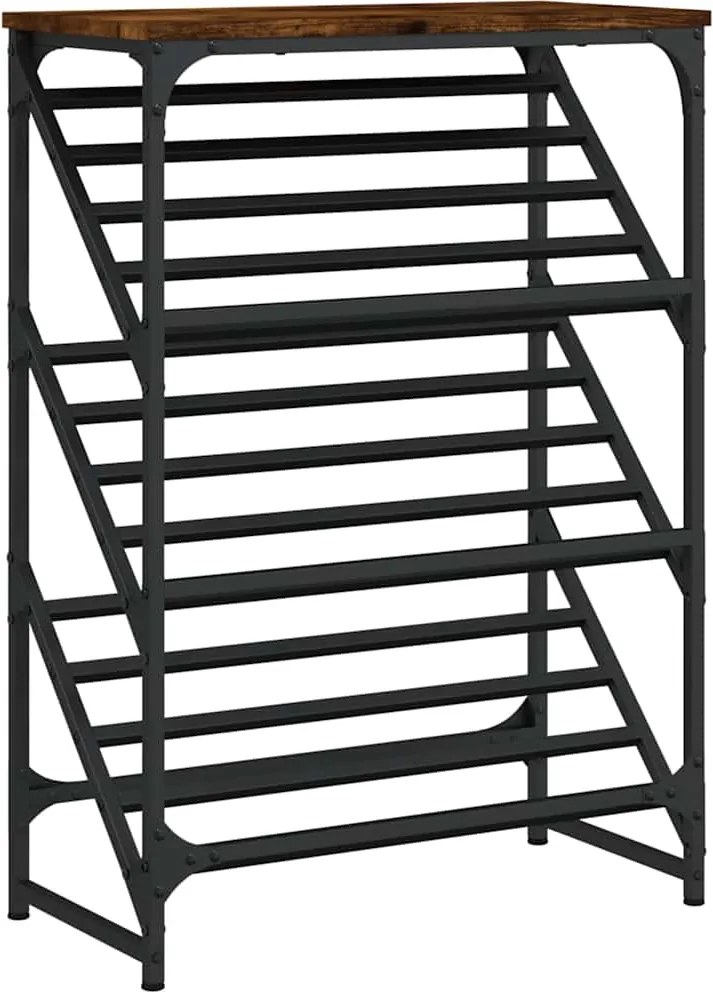 vidaXL füstös tölgy színű szerelt fa cipőtartó 60x30x85 cm