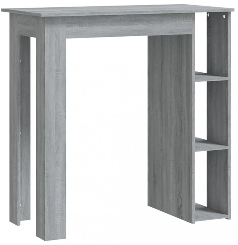 szürke sonoma szerelt fa bárasztal polccal 102 x 50 x 103,5 cm