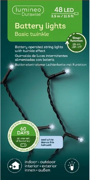 Elemes lámpák 48 Led 3,5 m Flash fekete hideg fehér 8 funkció