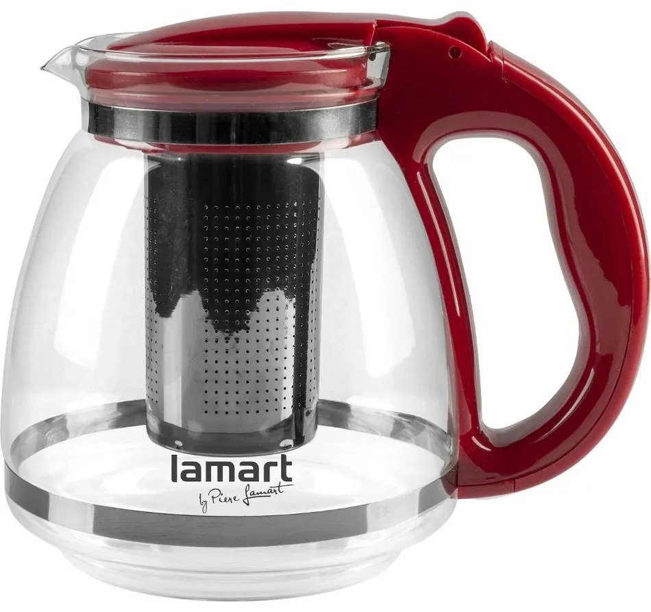 Lamart LT7074 Verre teáskanna, 1,5 l, piros, 1,5 l