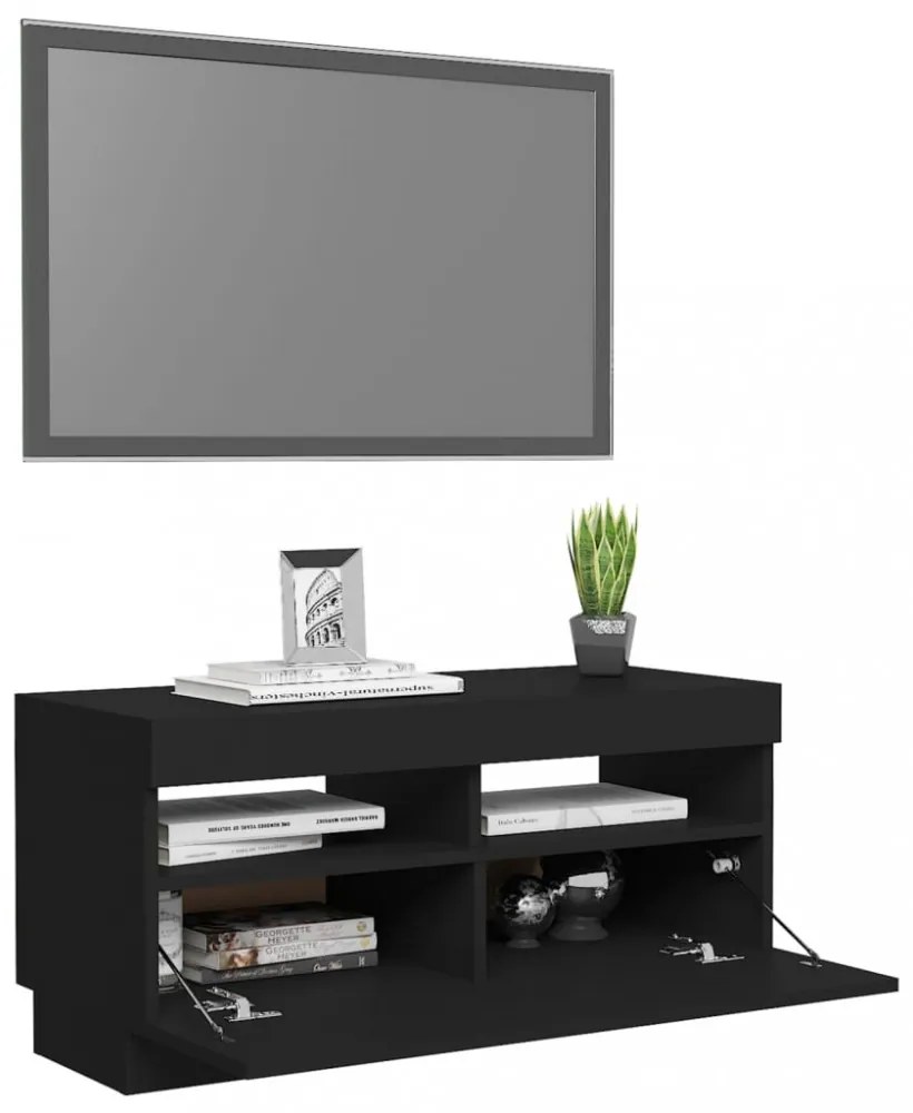 fekete TV-szekrény LED-lámpákkal 80 x 35 x 40 cm