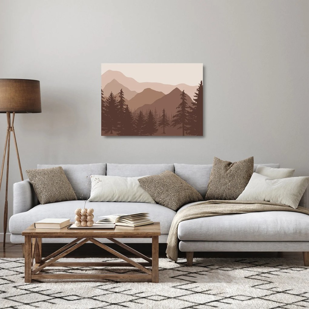Üveg kép - Barna hegyek N⁰2 (70x50 cm)