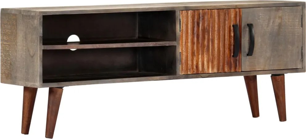 vidaXL szürke tömör nyers mangófa TV-szekrény 130 x 30 x 46 cm