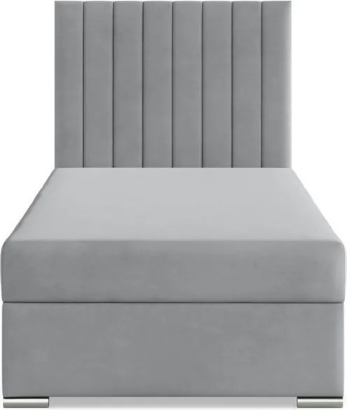 Agen egyszemélyes ágy, bársony, ágyneműtartóval, szürke