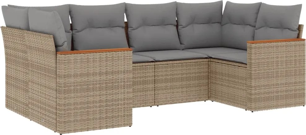 vidaXL 6 részes bézs polyrattan kerti ülőgarnitúra párnával